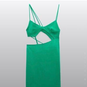 Zara asymmetric satin effect dress